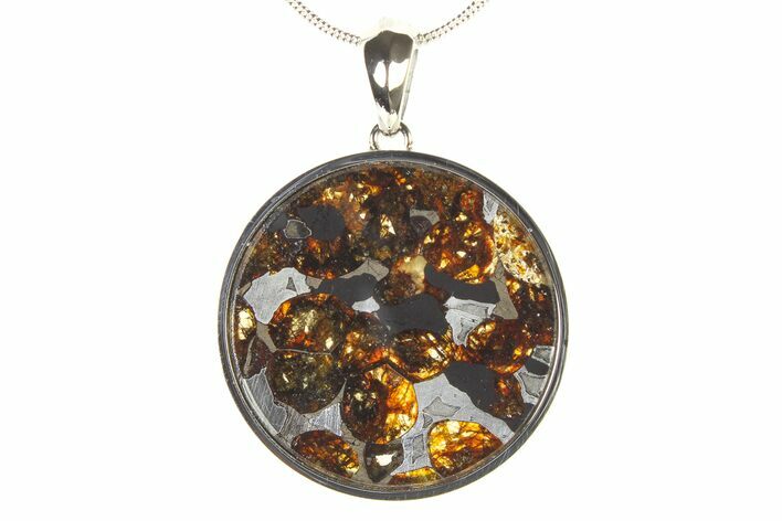 Sericho Pallasite Round Meteorite Pendant - Kenya #336130
